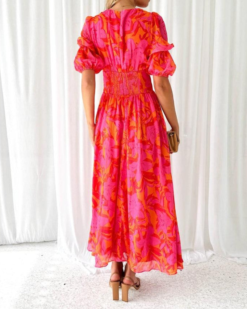 Brittany™ | Elegant Maxi Dress in Red Pink