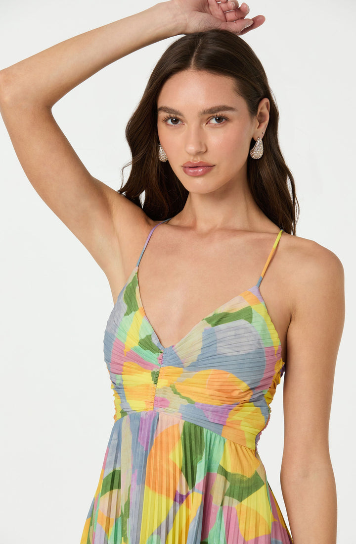 Lisa™ | Pleated Maxi Dress with Floral Print