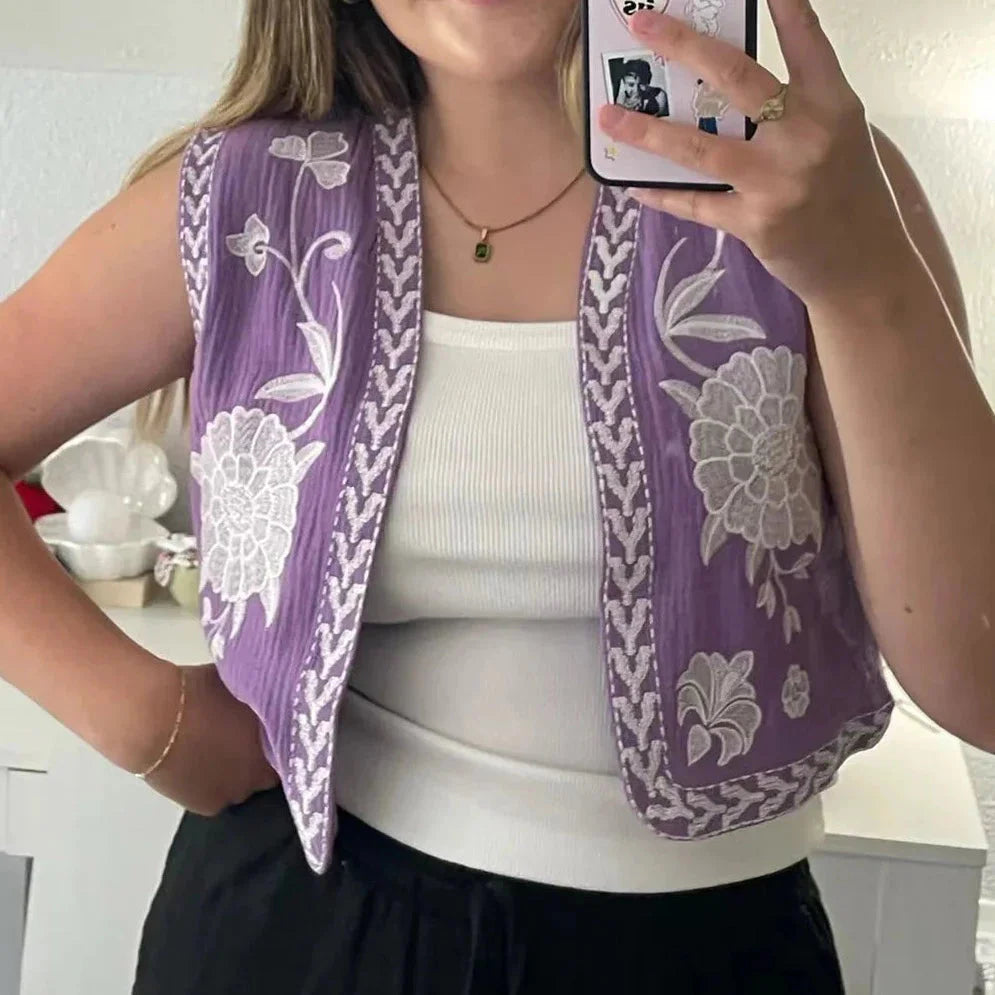 Vivienne™ | Vintage Embroidered Boho Vest