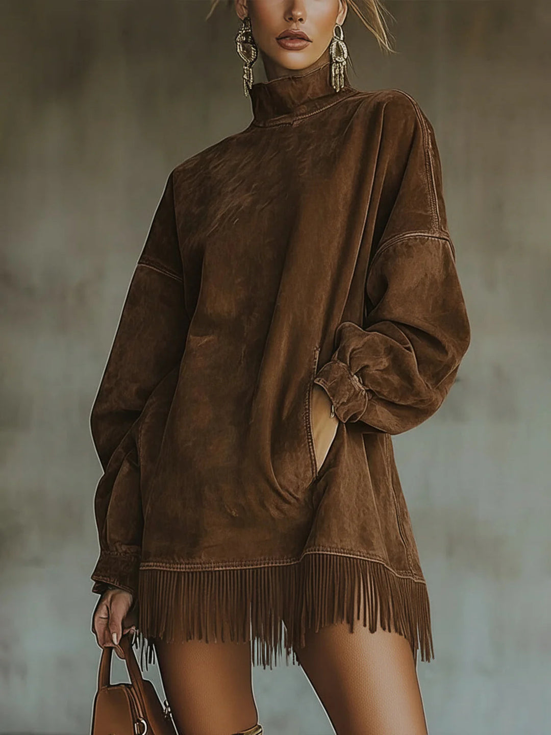 Alexandra™ | Cozy Suede Fringe Dress