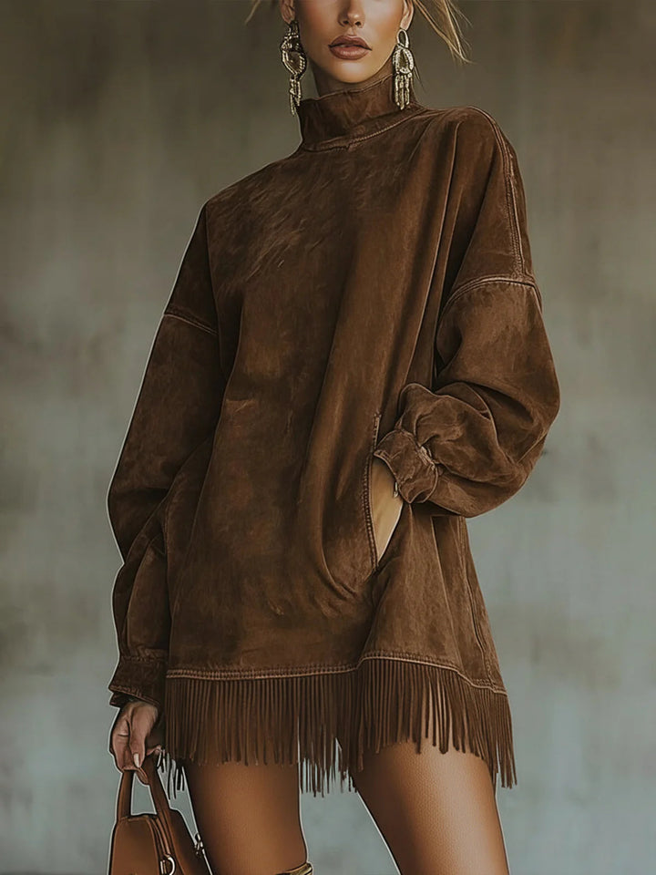 Alexandra™ | Cozy Suede Fringe Dress