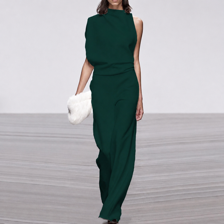 Vivienne | Women's Sleeveless Wide Leg Jumpsuit Mock Neck Formal