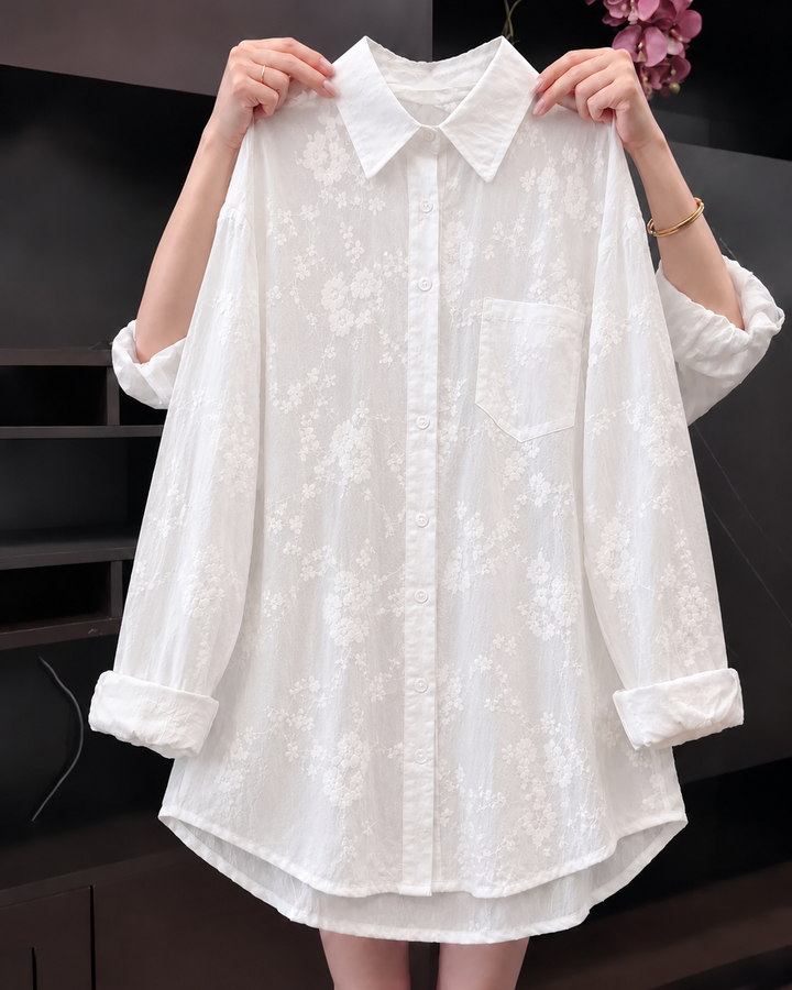 Anneliese™ | Floral Solid Color Shirt with Dropped Shoulders