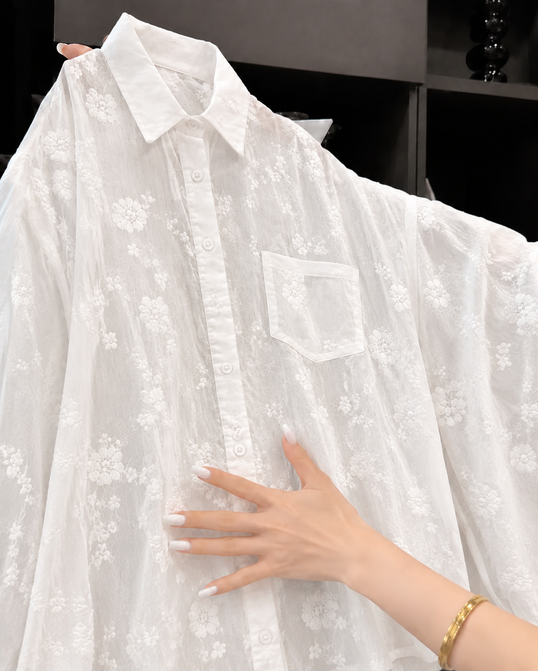 Anneliese™ | Floral Solid Color Shirt with Dropped Shoulders