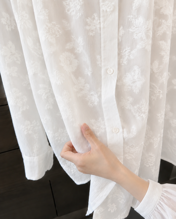 Anneliese™ | Floral Solid Color Shirt with Dropped Shoulders