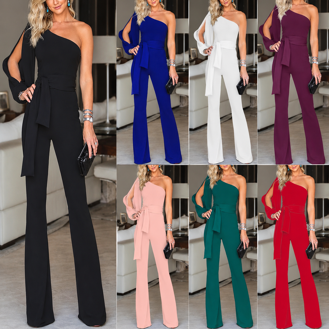 Ophelia | Women's One Shoulder Wide Leg Jumpsuit