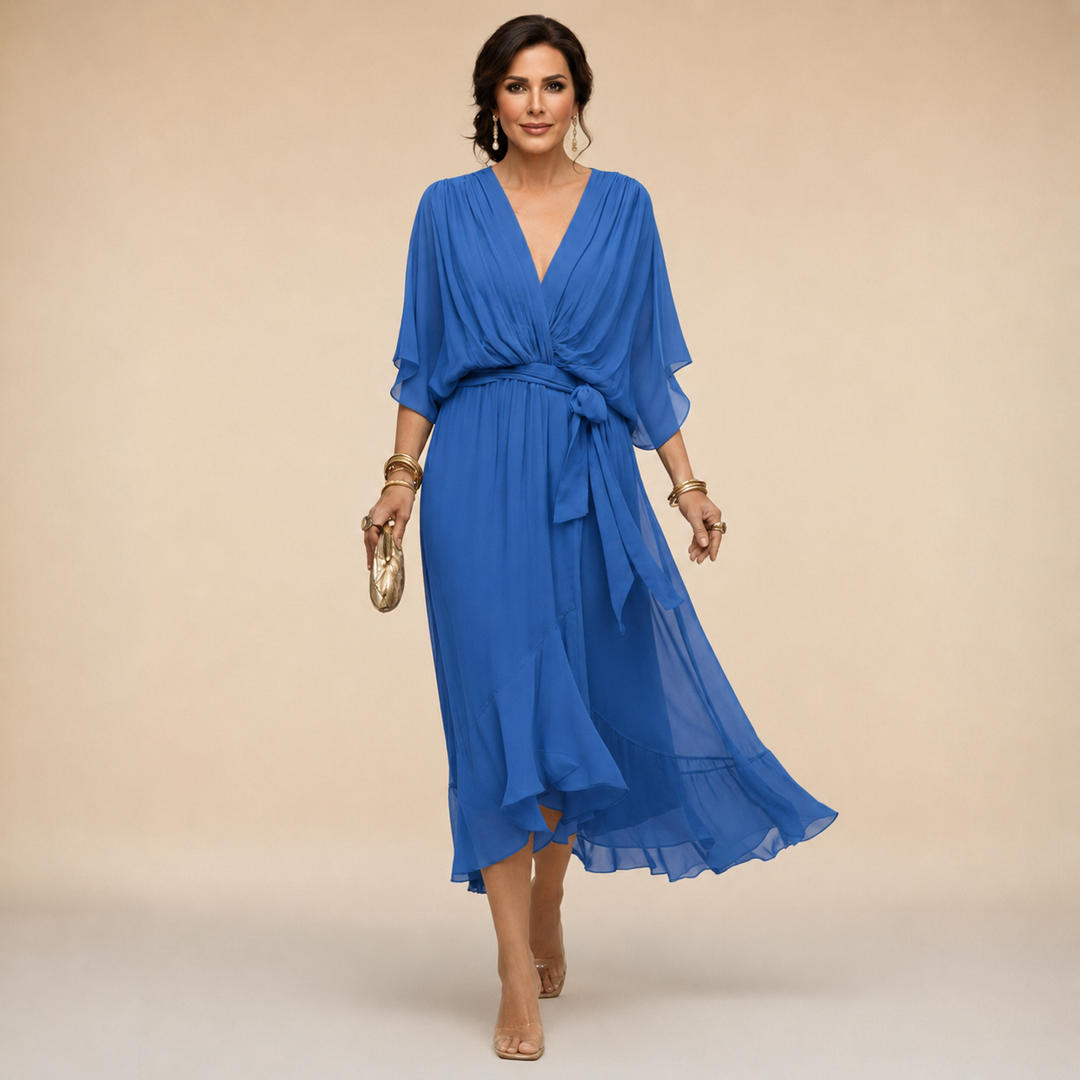 Penelope | Women's V-Neck Wrap Midi Dress