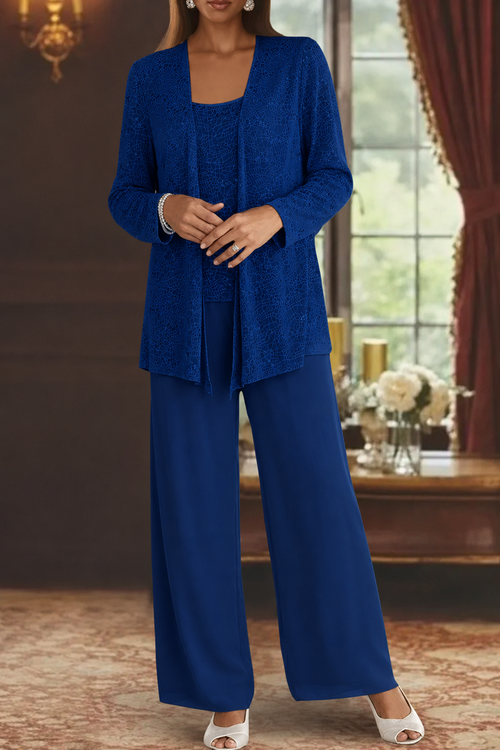Veronica | Women's Three Piece Wide Leg Pant Set with Jacket