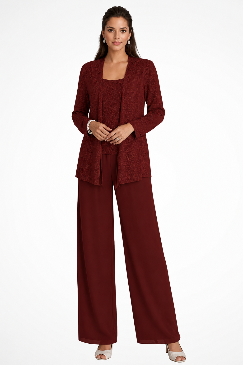 Veronica | Women's Three Piece Wide Leg Pant Set with Jacket