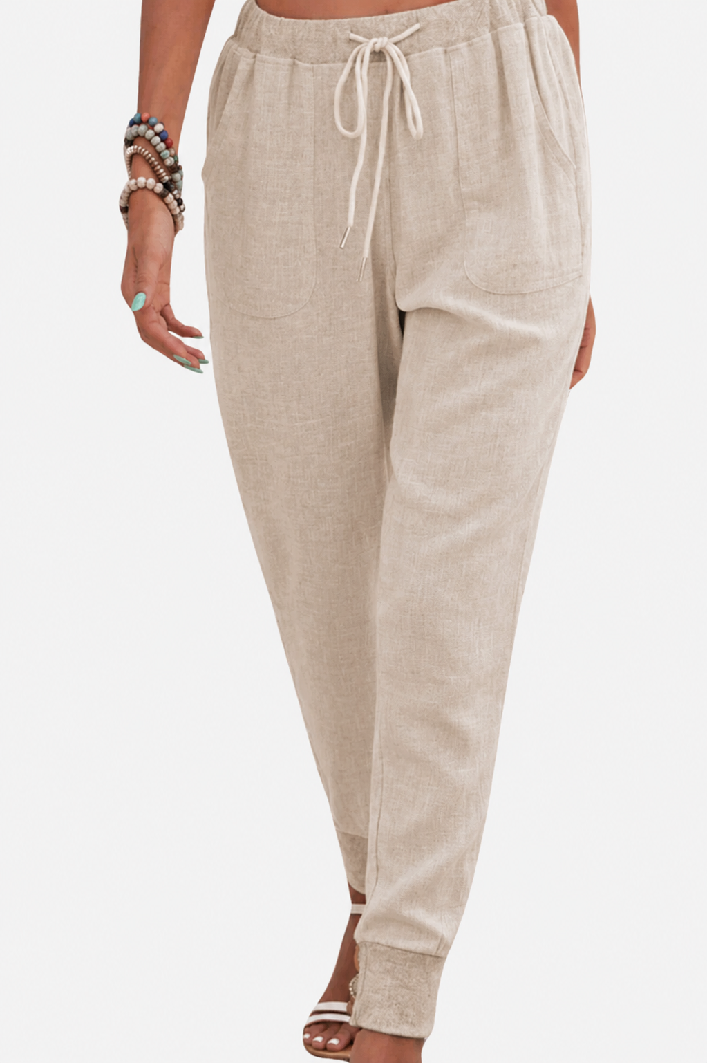 Tara | Women's Drawstring Jogger Pants with Elastic Ankle Cuffs