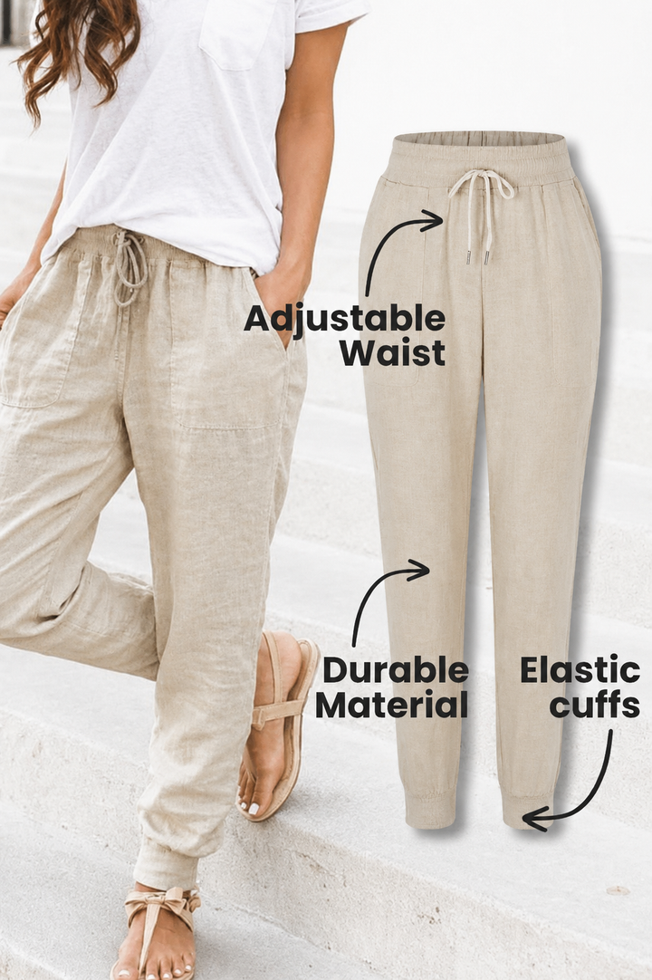 Tara | Women's Drawstring Jogger Pants with Elastic Ankle Cuffs