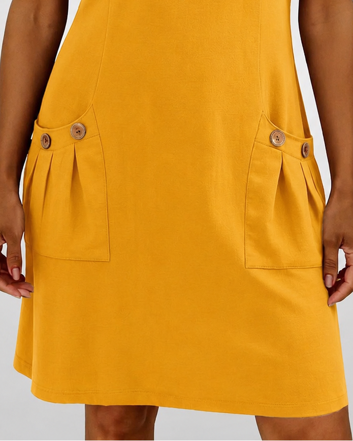 Remi | Women's Shift Dress Short Sleeve Zip Neck with Pockets