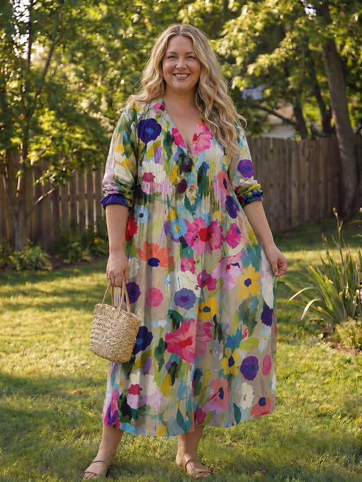 Roselyn | Women's Floral Button Front Maxi Dress