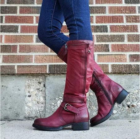 Marj™ | Classic Round Toe Knee-High Boots