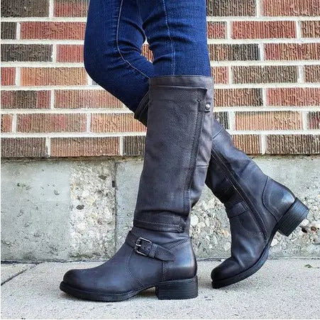 Marj™ | Classic Round Toe Knee-High Boots