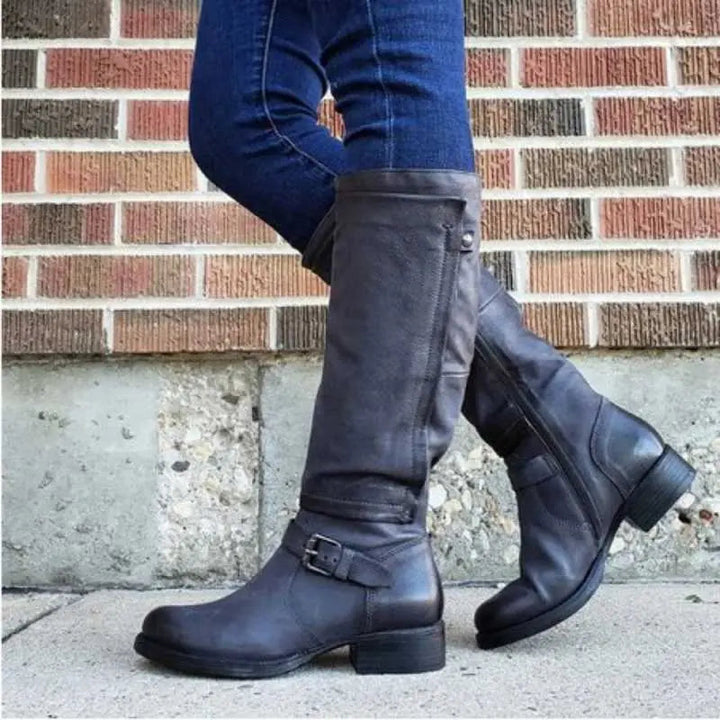 Marj™ | Classic Round Toe Knee-High Boots