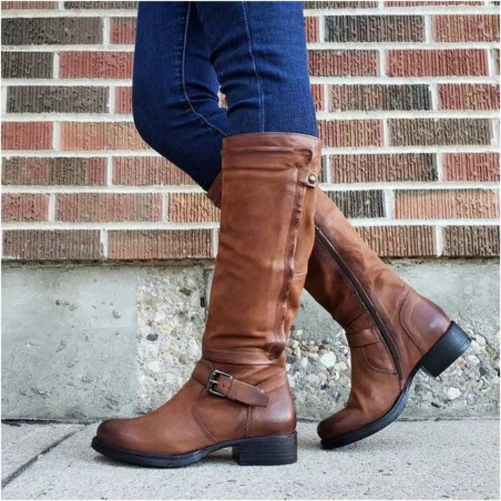Marj™ | Classic Round Toe Knee-High Boots