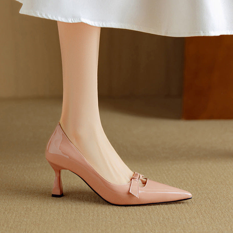 Rosalind | Women's Bow Detail Pumps Pointed Toe Kitten Heel Shoes