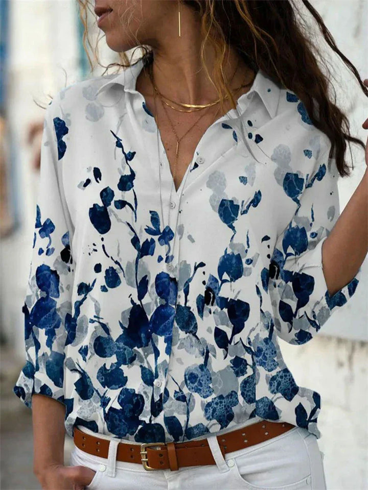 Isabelle | Women's Floral Print Long Sleeve Button-Down Blouse