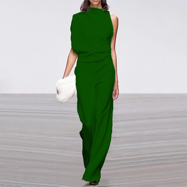 Vivienne | Women's Sleeveless Wide Leg Jumpsuit Mock Neck Formal