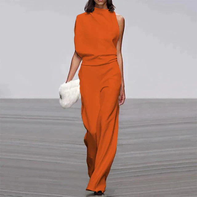 Vivienne | Women's Sleeveless Wide Leg Jumpsuit Mock Neck Formal