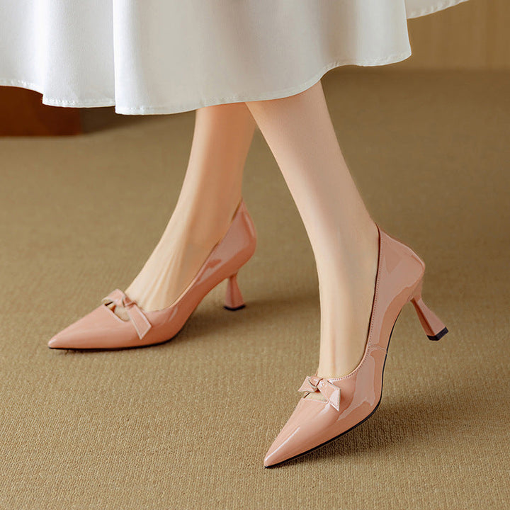 Rosalind | Women's Bow Detail Pumps Pointed Toe Kitten Heel Shoes