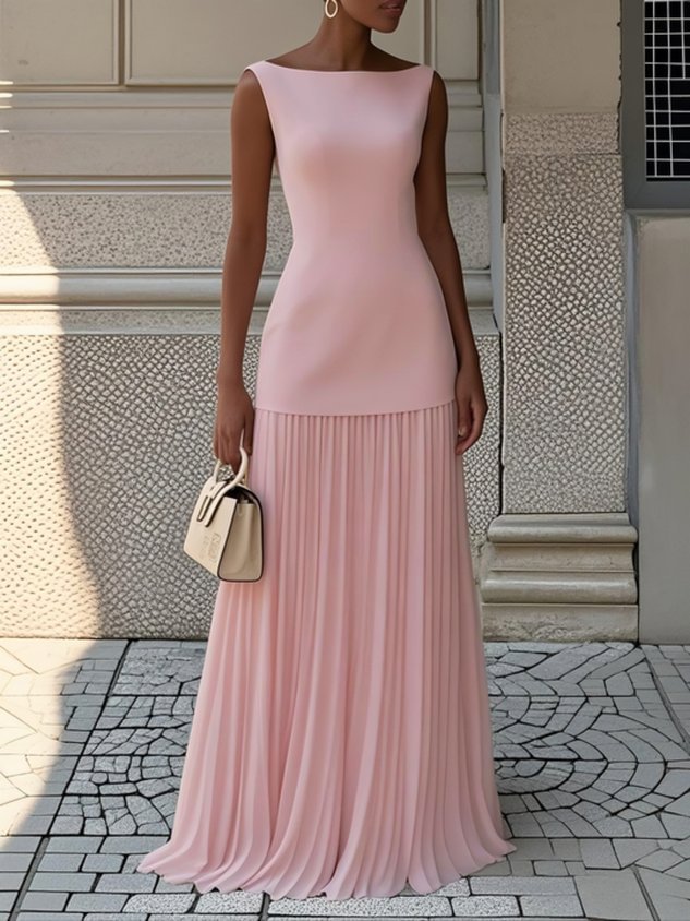 Eliza™ | Sleeveless Pleated Maxi Dress