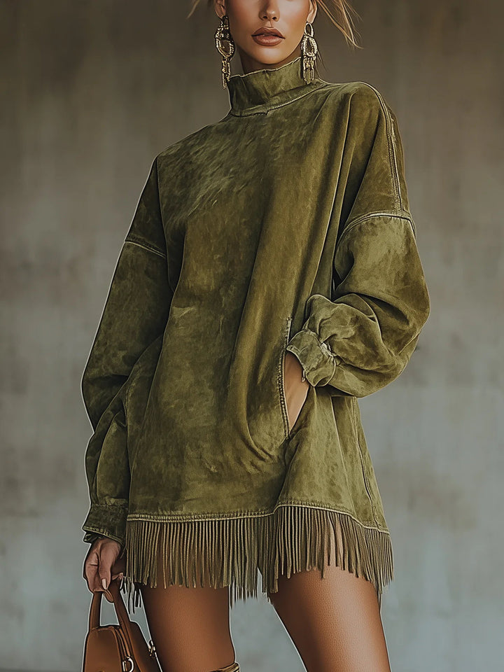 Alexandra™ | Cozy Suede Fringe Dress