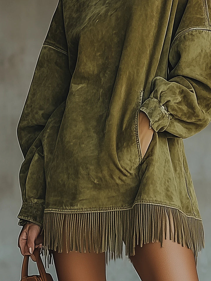 Alexandra™ | Cozy Suede Fringe Dress