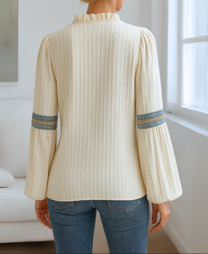 Monica™ | Vintage V-Neck Blouse