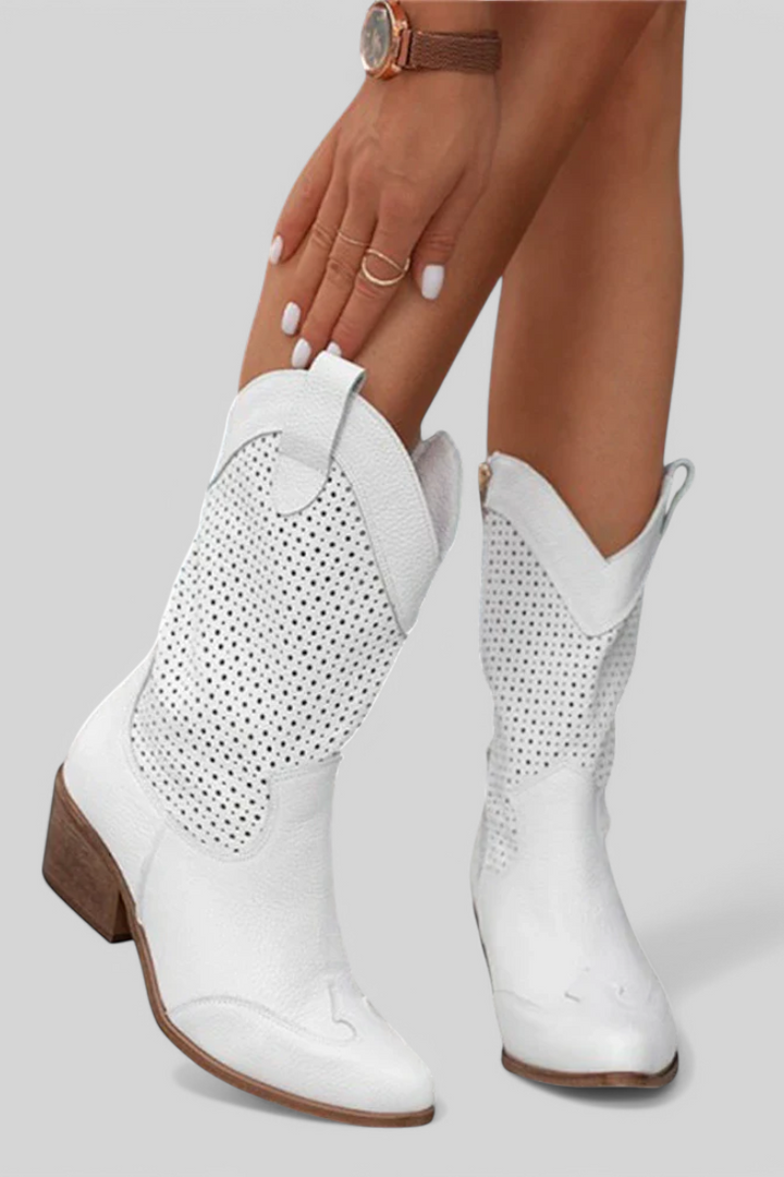 Anne™ | Modern Cowboy Boots with Side Zip