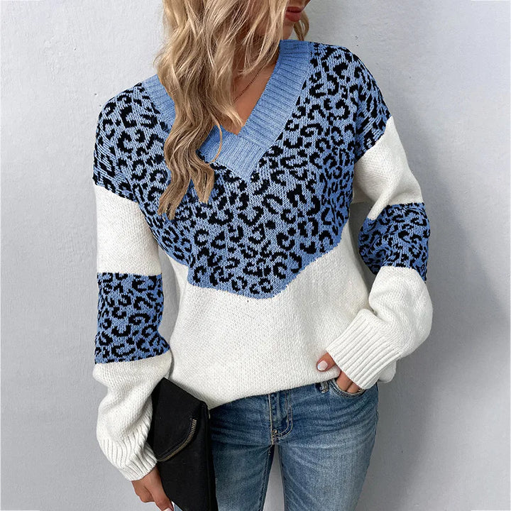 Gabriela™ | Elegant V-neck Sweater Leopard