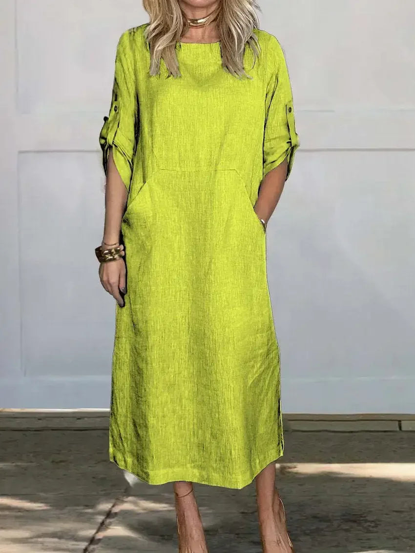 Poppy | Women's A-Line Loose Fit Draped Dress Evening
