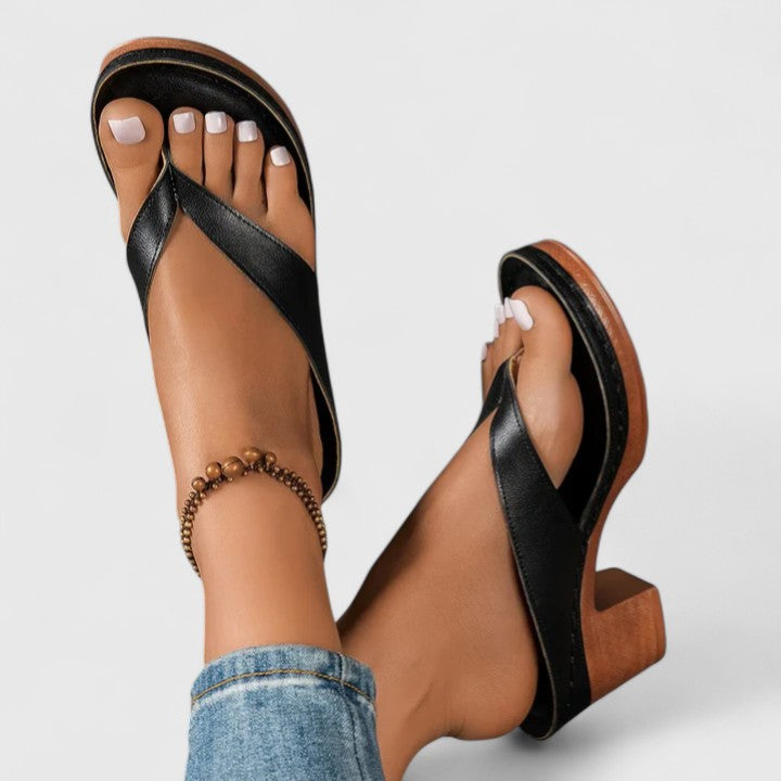 Remy | Women's Block Heel Thong Sandals with Platform Sole