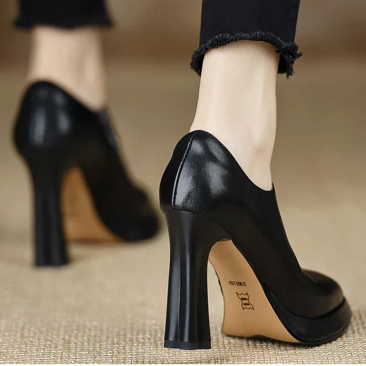 Giselle | Women's High Heel Pumps Platform Block Heel Side Zipper