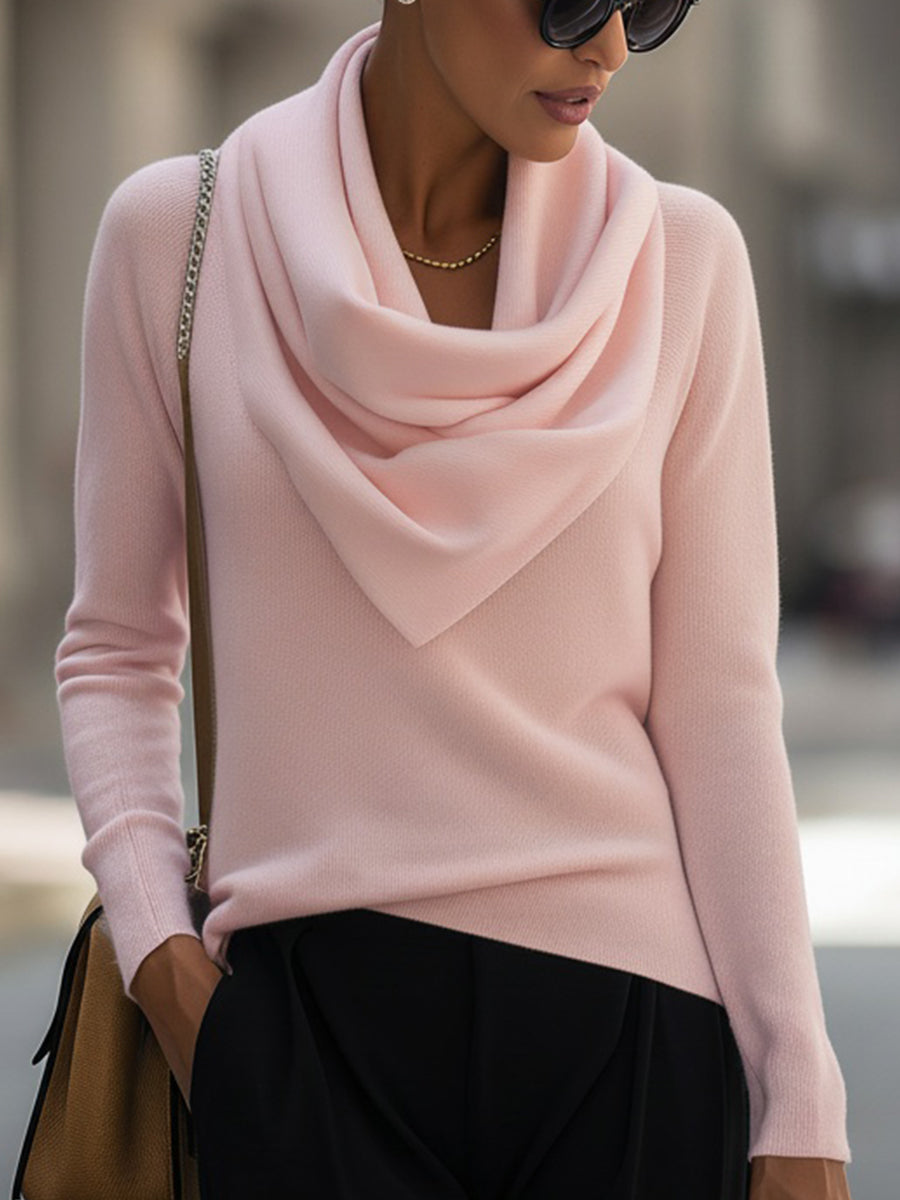 Ella™ | Draped Cowl Neck Long-Sleeve Top