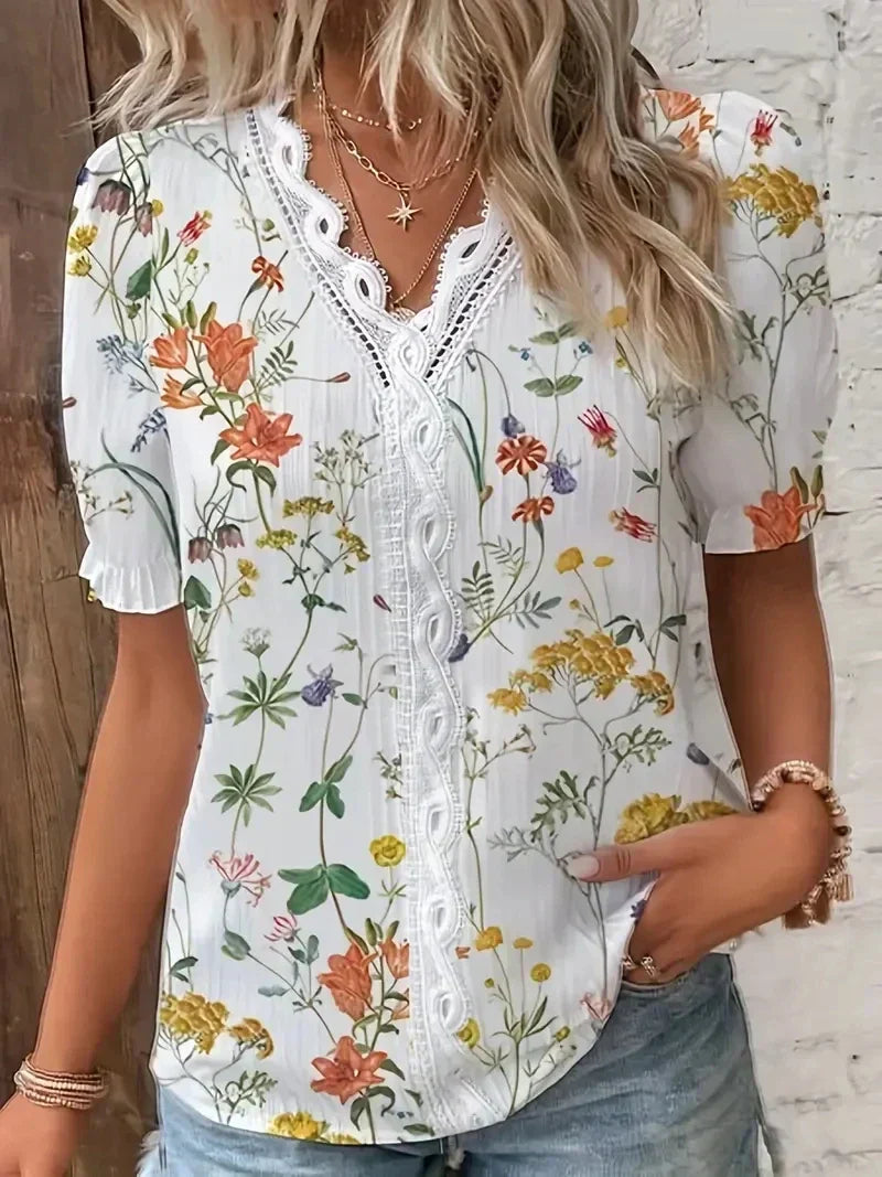 Joann™ | Floral Lace V-Neck Blouse