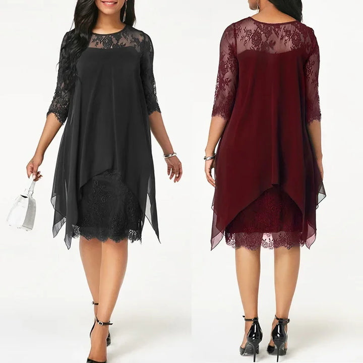 Ann™ | Quarter Sleeve Chiffon Dress