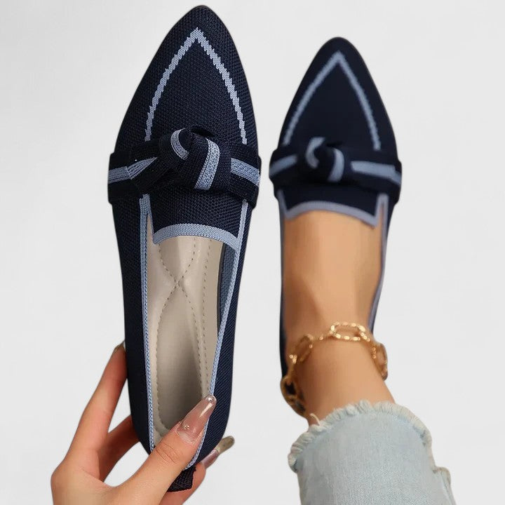 Nova | Women's Pointed Toe Slip-On Flat Loafers with Knot Detail