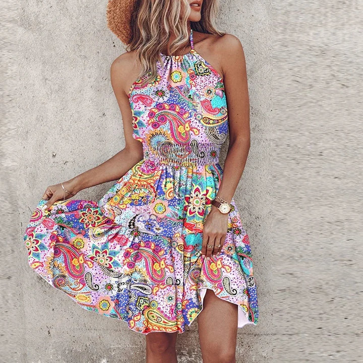 Amber | Women's Halter Lace Flowy Draped Dress