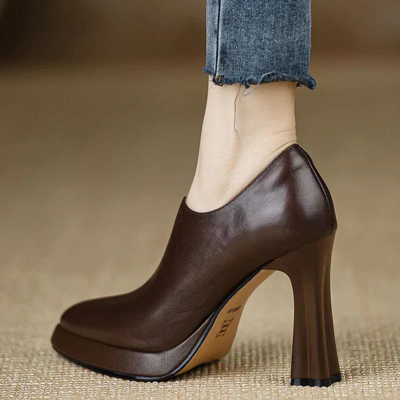 Giselle | Women's High Heel Pumps Platform Block Heel Side Zipper