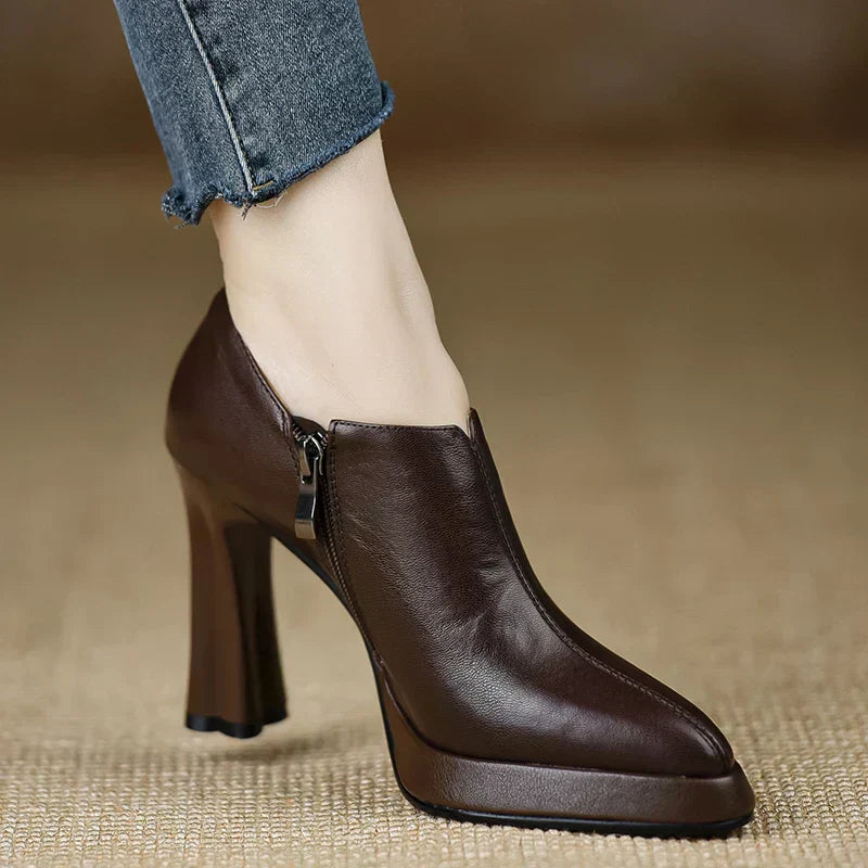 Giselle | Women's High Heel Pumps Platform Block Heel Side Zipper