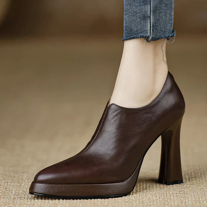 Giselle | Women's High Heel Pumps Platform Block Heel Side Zipper