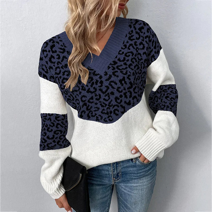 Gabriela™ | Elegant V-neck Sweater Leopard