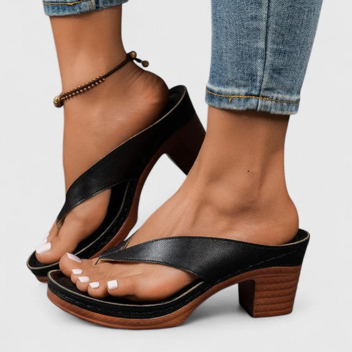 Remy | Women's Block Heel Thong Sandals with Platform Sole