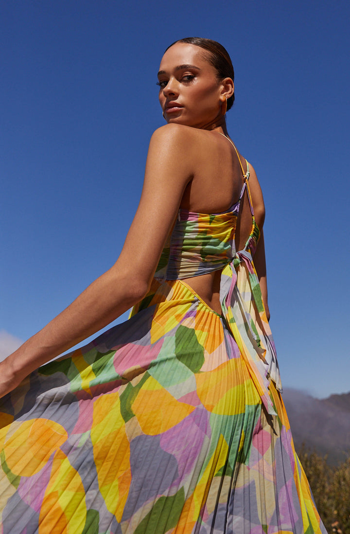 Lisa™ | Pleated Maxi Dress with Floral Print