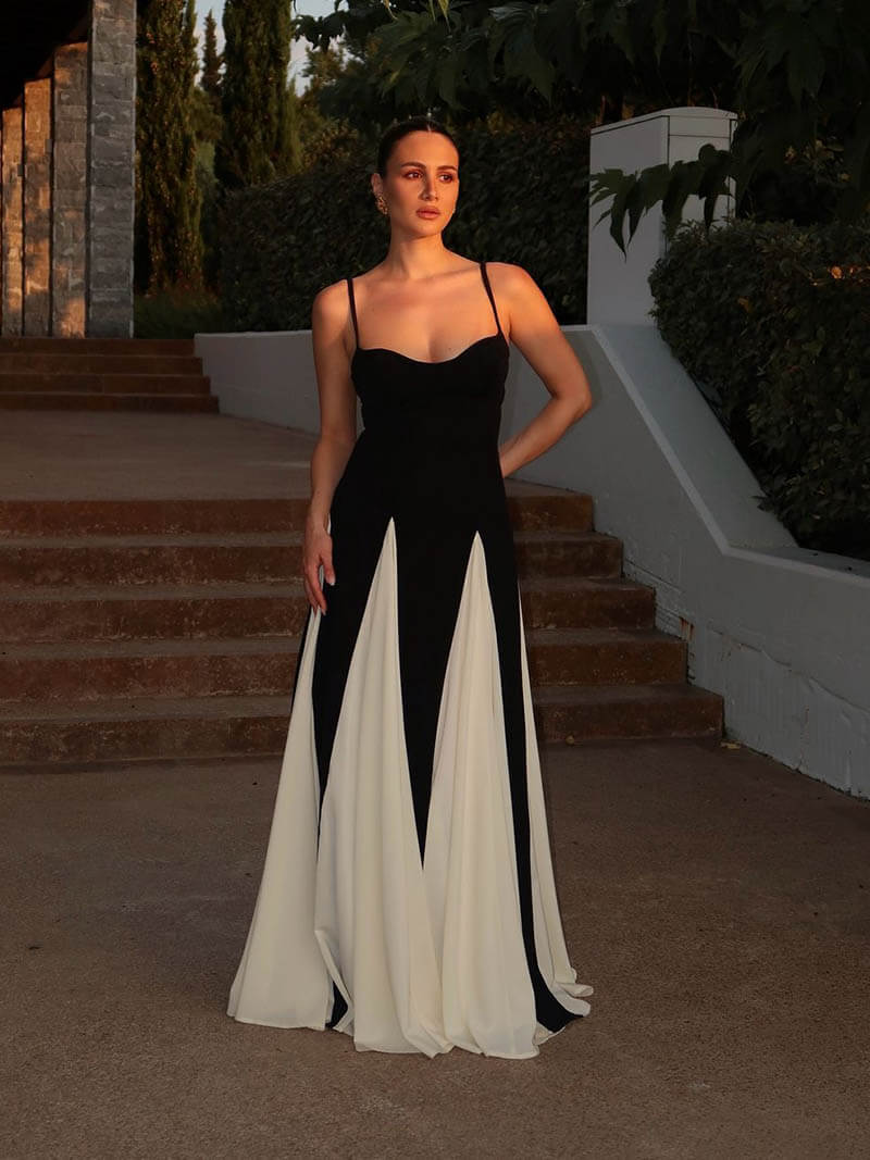 Paloma™ | Elegant Black-and-White Maxi Dress