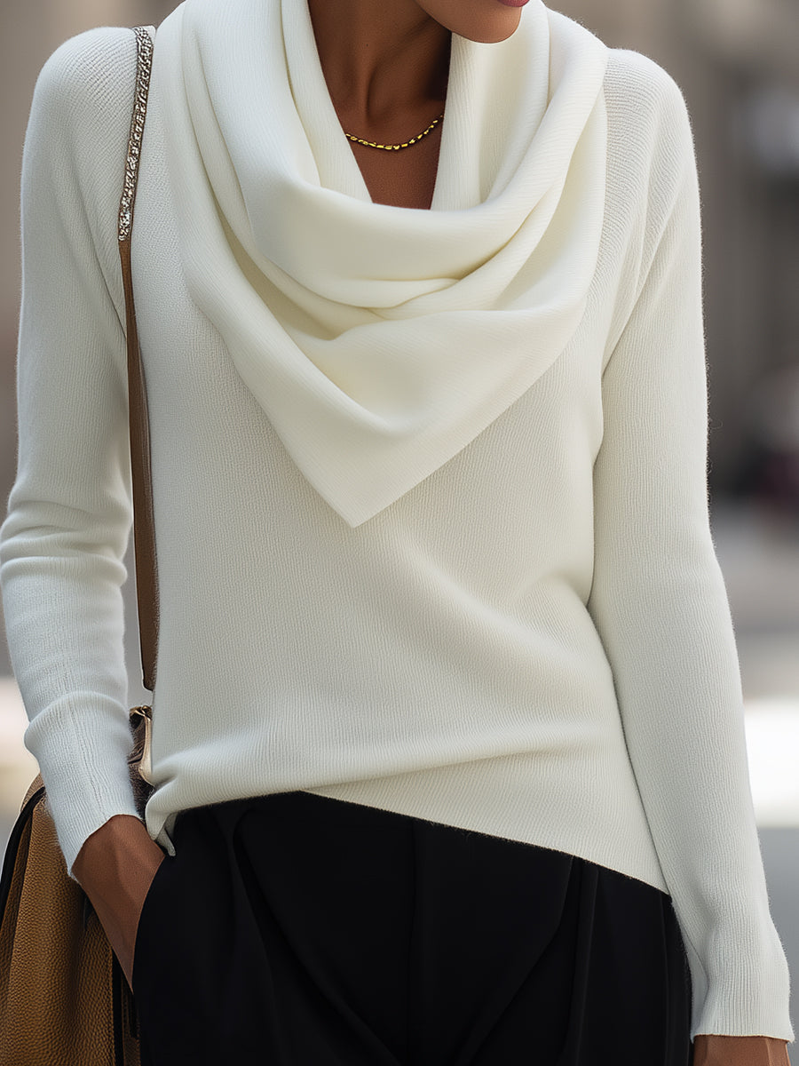 Ella™ | Draped Cowl Neck Long-Sleeve Top
