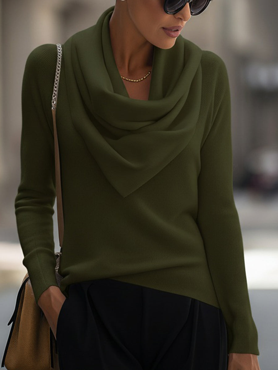 Ella™ | Draped Cowl Neck Long-Sleeve Top