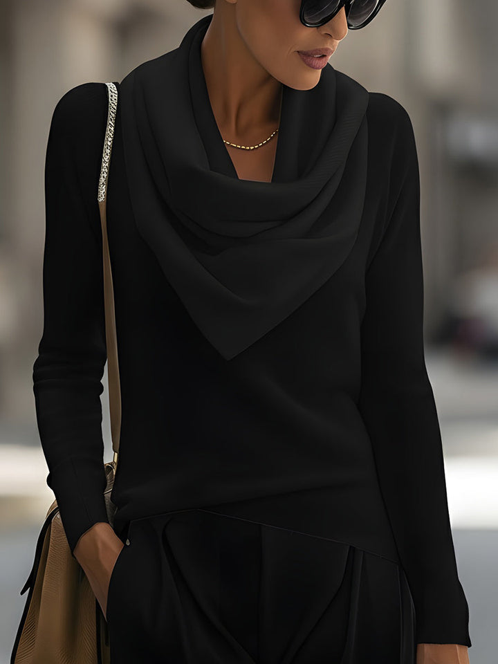 Ella™ | Draped Cowl Neck Long-Sleeve Top